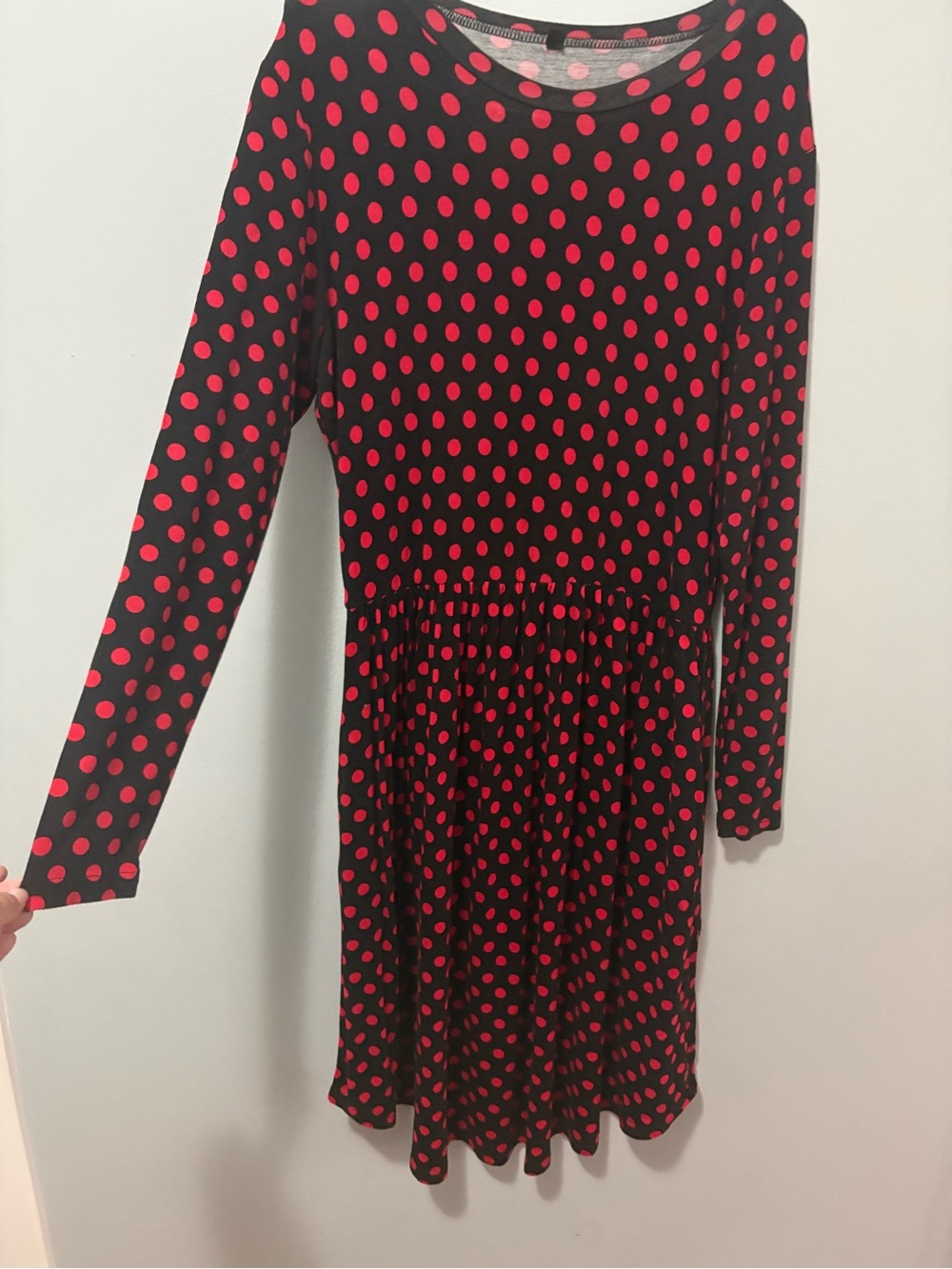 Midi Black Dress with Red Polka Dots